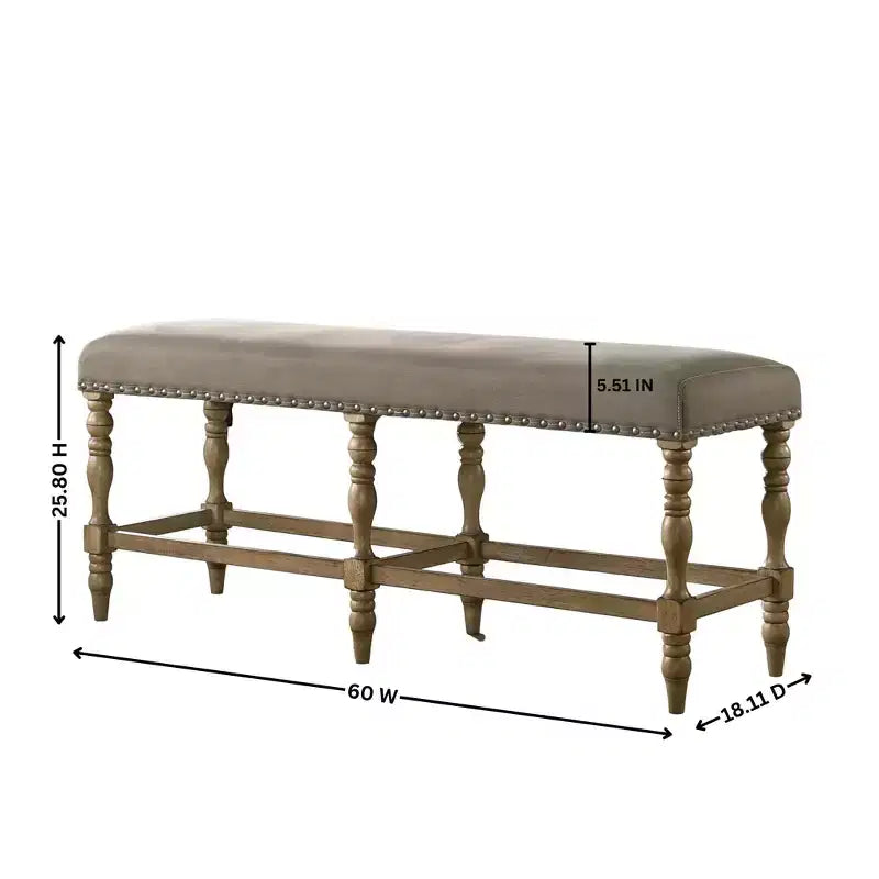 Panca alta da bancone in microfibra color kaki, finitura Driftwood, 2-3 posti a sedere