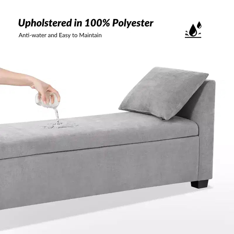 Panca contenitore imbottita con cuscini, 1 persona, color carbone/grigio/avorio