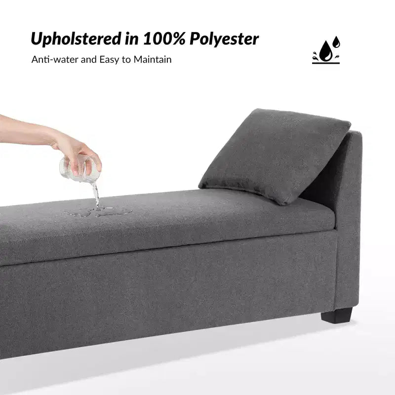 Panca contenitore imbottita con cuscini, 1 persona, color carbone/grigio/avorio
