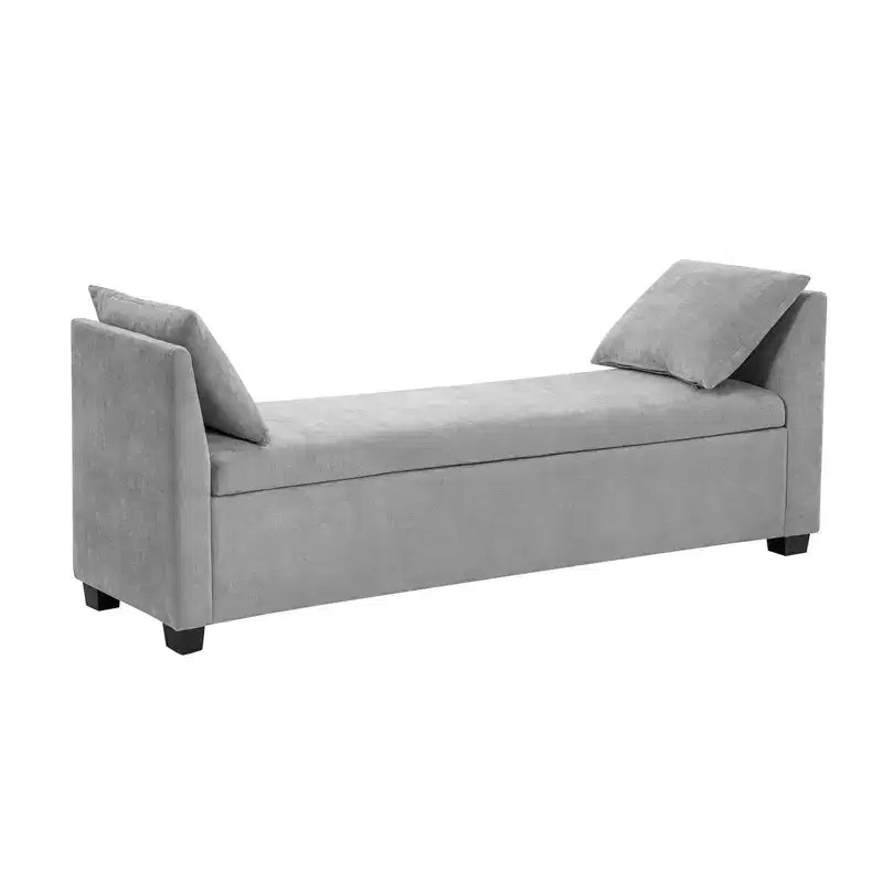 Panca contenitore imbottita con cuscini, 1 persona, color carbone/grigio/avorio