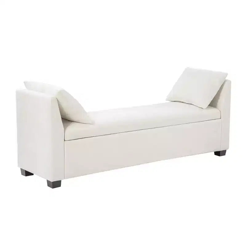 Panca contenitore imbottita con cuscini, 1 persona, color carbone/grigio/avorio