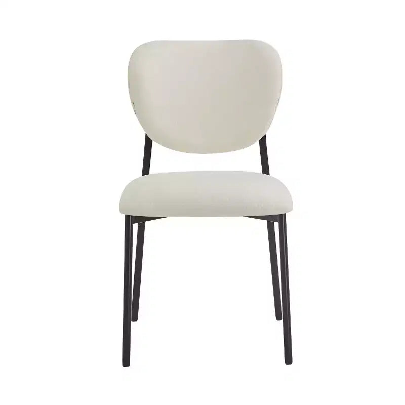 Sedia da pranzo imbottita beige/nera, senza braccioli, set da 4