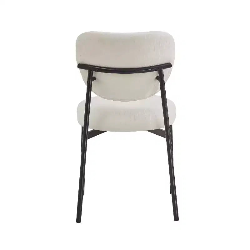 Sedia da pranzo imbottita beige/nera, senza braccioli, set da 4