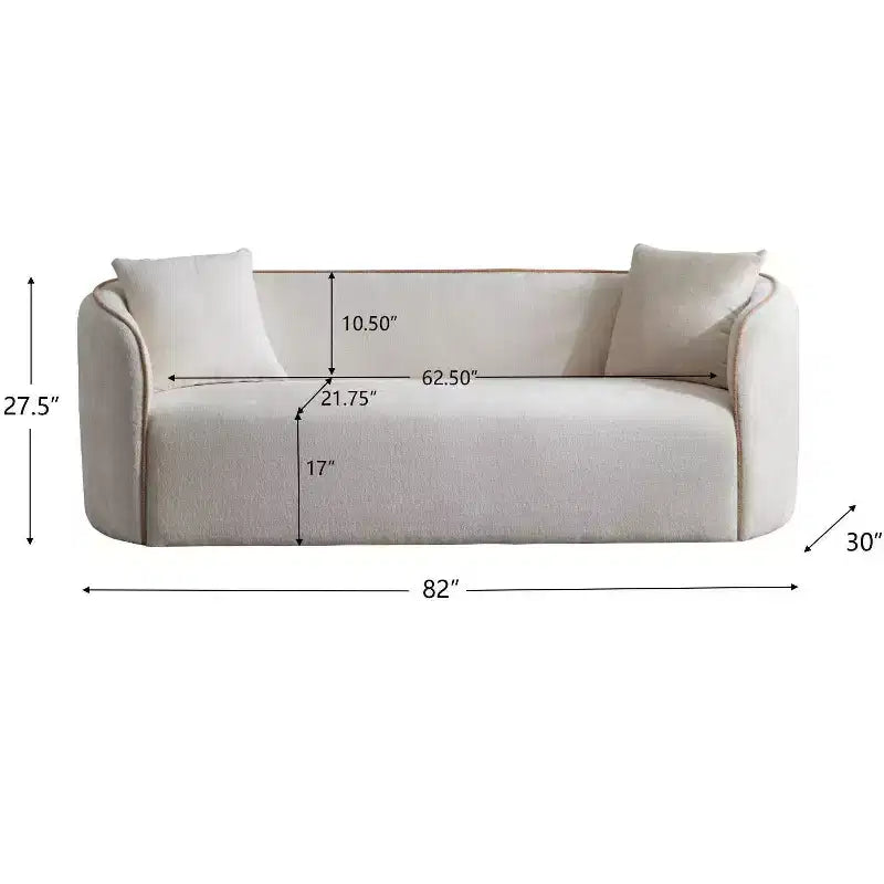 Divano Curvo Bouclé Beige/Bianco, 3 Posti