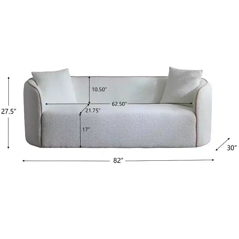 Divano Curvo Bouclé Beige/Bianco, 3 Posti
