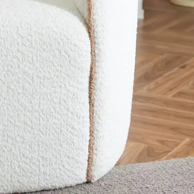 Divano Curvo Bouclé Beige/Bianco, 3 Posti