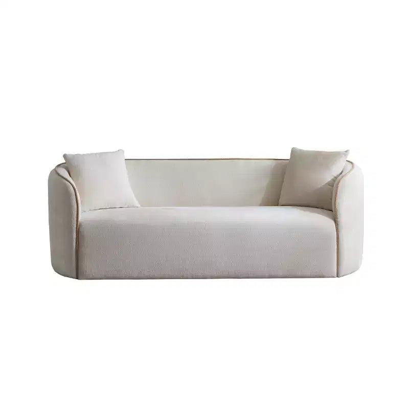 Divano Curvo Bouclé Beige/Bianco, 3 Posti