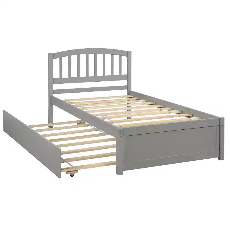 Piattaforma letto gemella con rotelle, Espresso/Grigio/Noce/Bianco, per 2 persone