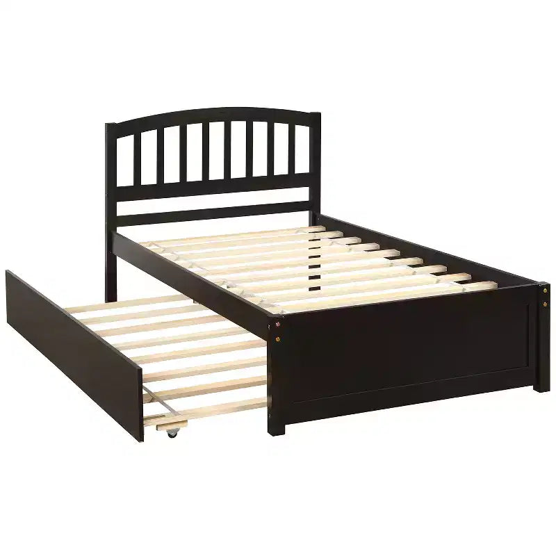 Piattaforma letto gemella con rotelle, Espresso/Grigio/Noce/Bianco, per 2 persone