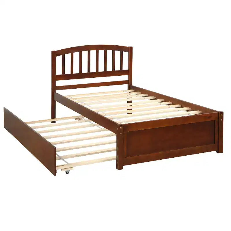 Piattaforma letto gemella con rotelle, Espresso/Grigio/Noce/Bianco, per 2 persone