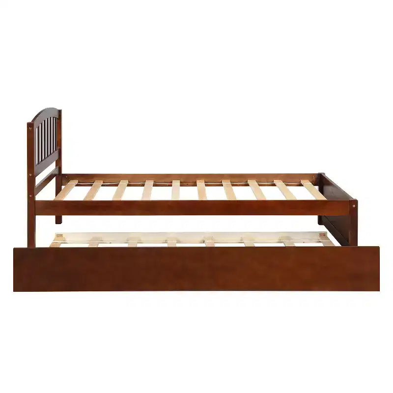 Piattaforma letto gemella con rotelle, Espresso/Grigio/Noce/Bianco, per 2 persone