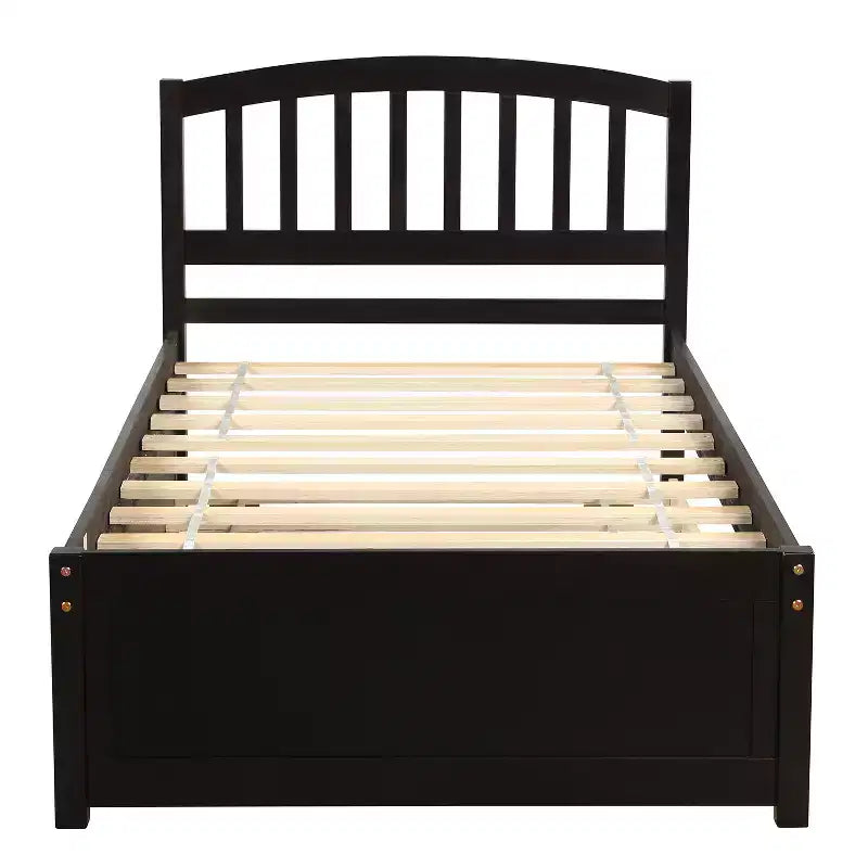 Piattaforma letto gemella con rotelle, Espresso/Grigio/Noce/Bianco, per 2 persone