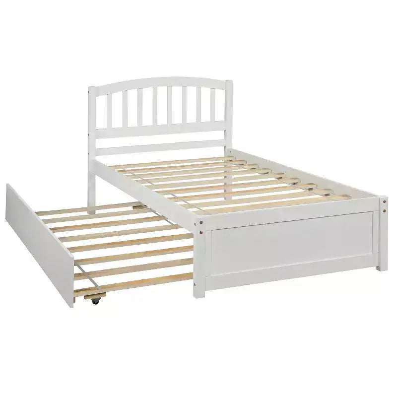 Piattaforma letto gemella con rotelle, Espresso/Grigio/Noce/Bianco, per 2 persone
