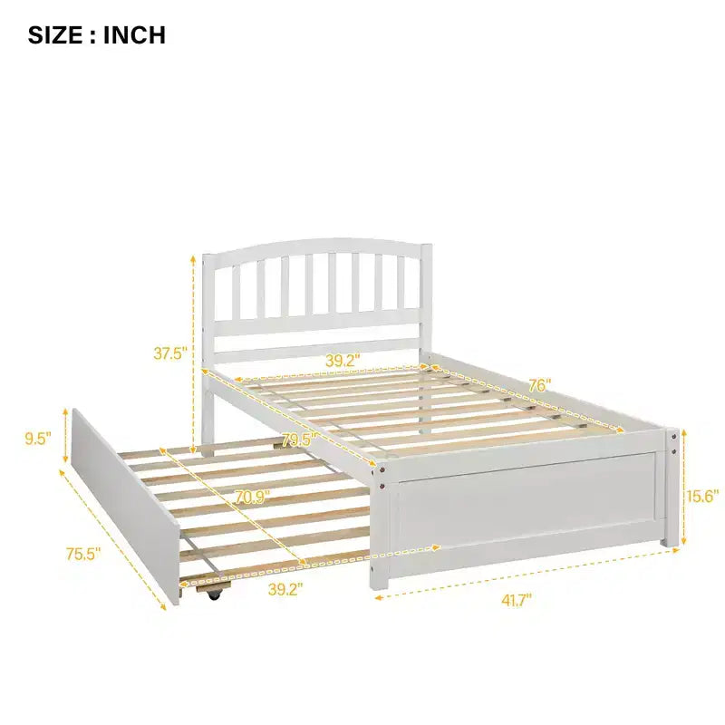 Piattaforma letto gemella con rotelle, Espresso/Grigio/Noce/Bianco, per 2 persone