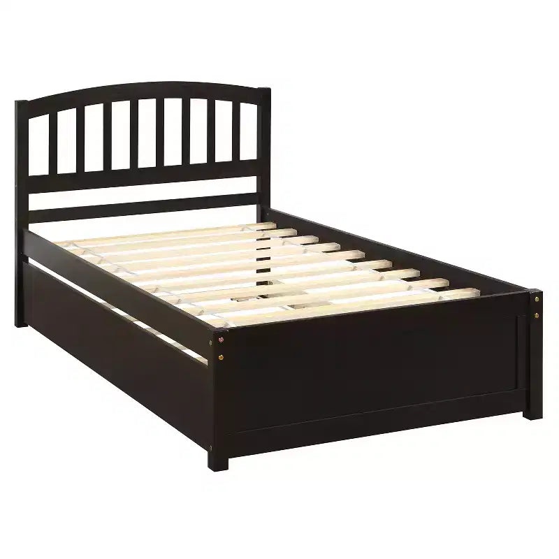 Piattaforma letto gemella con rotelle, Espresso/Grigio/Noce/Bianco, per 2 persone