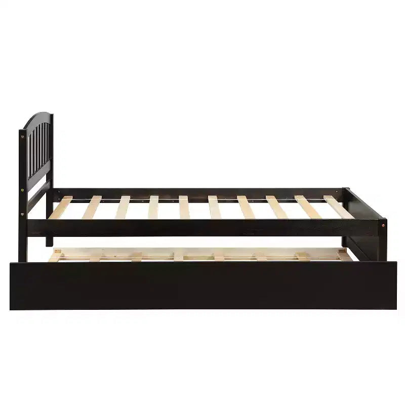 Piattaforma letto gemella con rotelle, Espresso/Grigio/Noce/Bianco, per 2 persone