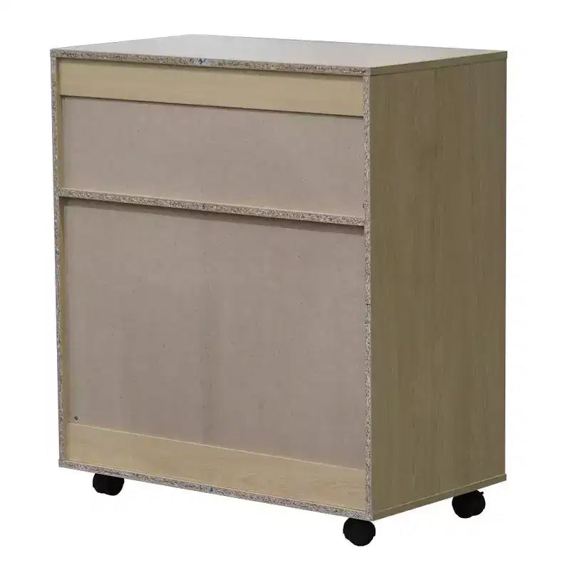 Carrello da Cucina a 2 Ante con Ripiano Aperto, Faggio/Bianco, Utente Singolo