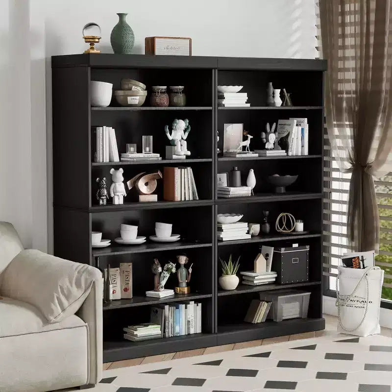 Mobile contenitore nero in legno a giorno con ripiani regolabili, 79 cm (A) x 79 cm (L) x 41 cm (P)