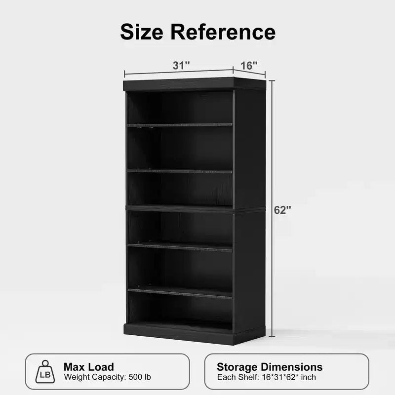 Mobile contenitore nero in legno a giorno con ripiani regolabili, 79 cm (A) x 79 cm (L) x 41 cm (P)