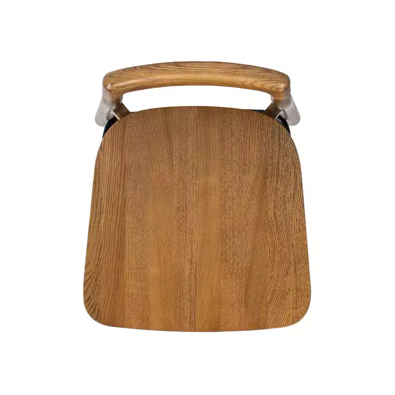 Sgabello da bancone basso in legno con sedile singolo, in noce marrone scuro/frassino biondo naturale