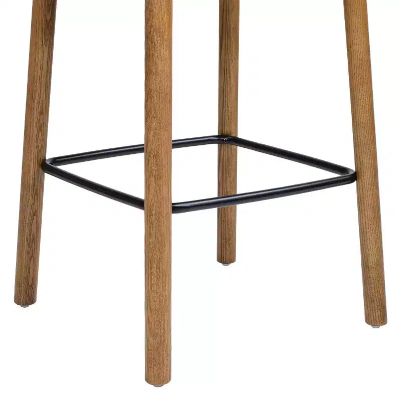 Sgabello da bancone basso in legno con sedile singolo, in noce marrone scuro/frassino biondo naturale