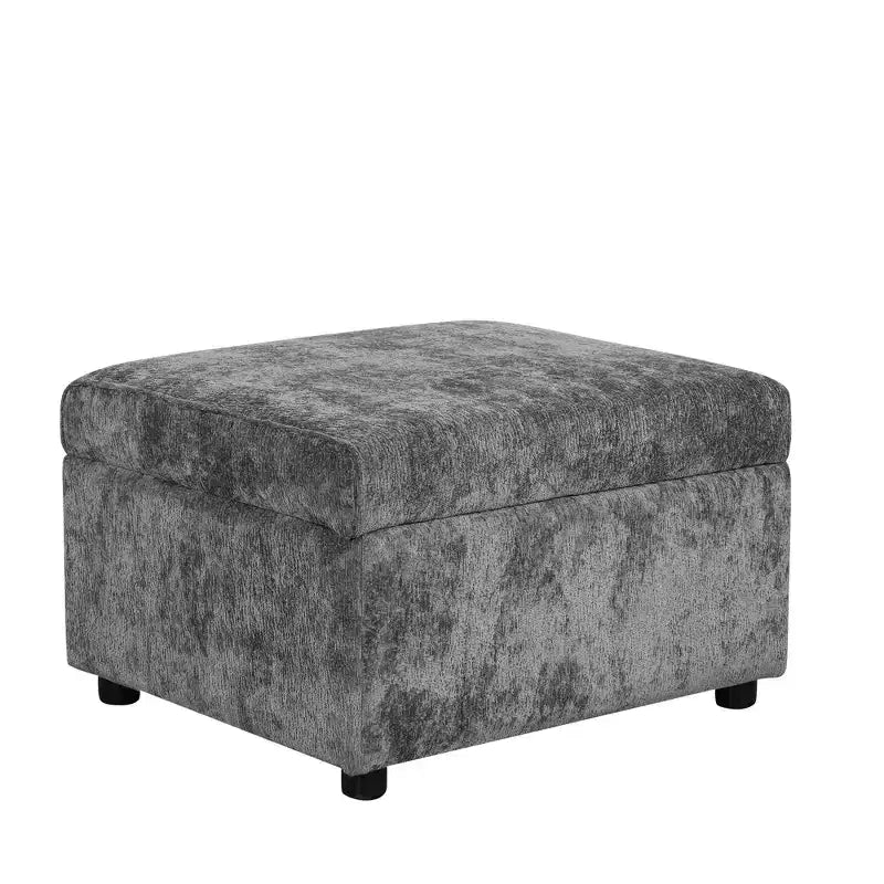 Divano letto componibile moderno crema/grigio con pouf contenitore – 6 posti a sedere