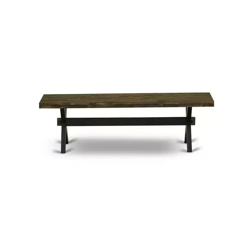 Panca da pranzo a X, nera, 2 posti, 152x38x46 cm