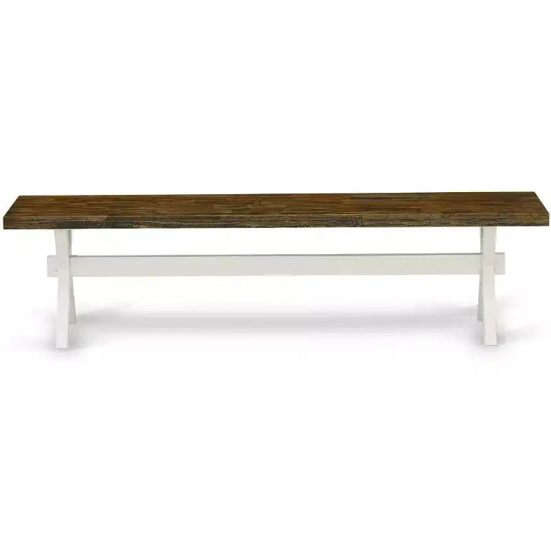 Panca da pranzo a X, nera, 2 posti, 152x38x46 cm