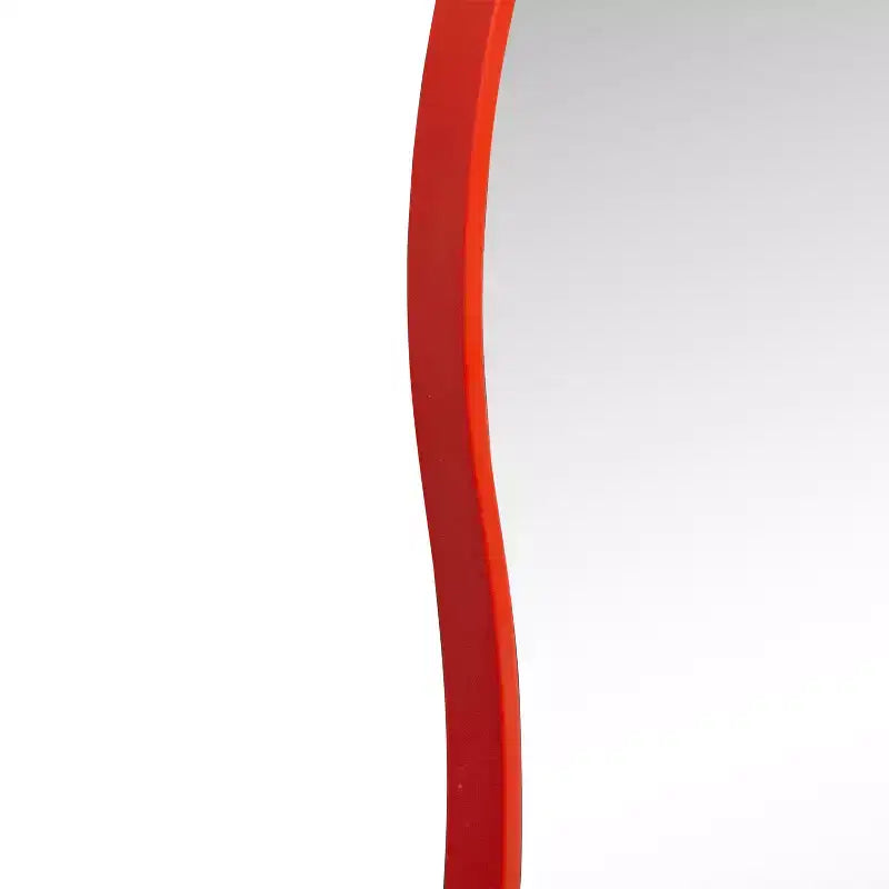Specchio da parete asimmetrico rosso/verde salvia/bianco, singolo, decorativo