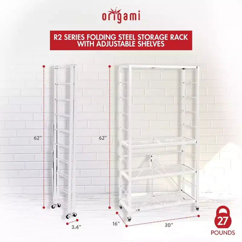 Scaffale portaoggetti in acciaio regolabile a 4 ripiani, bianco, set da 3