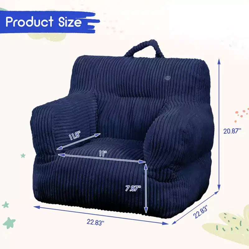 Poltrona a sacco per bambini colore grigio chiaro/blu navy/bianco sporco, posto singolo