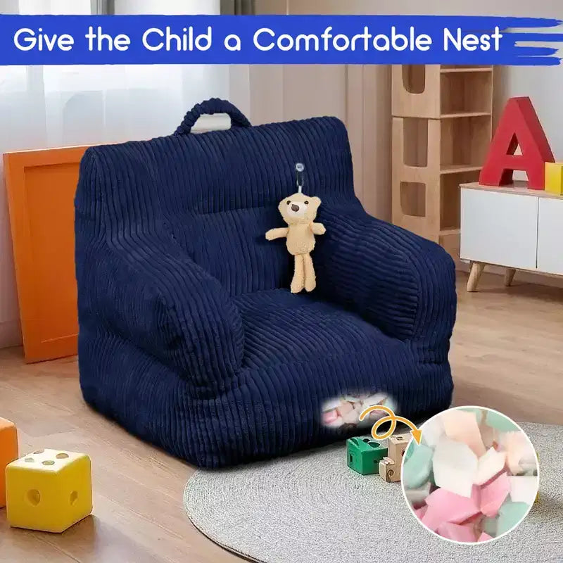 Poltrona a sacco per bambini colore grigio chiaro/blu navy/bianco sporco, posto singolo
