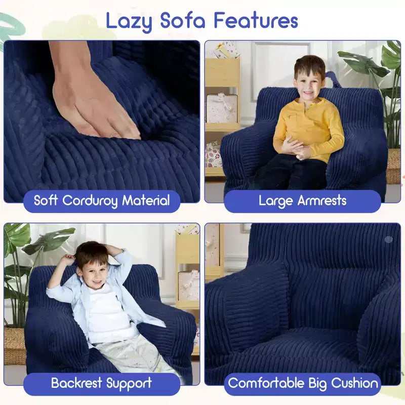 Poltrona a sacco per bambini colore grigio chiaro/blu navy/bianco sporco, posto singolo