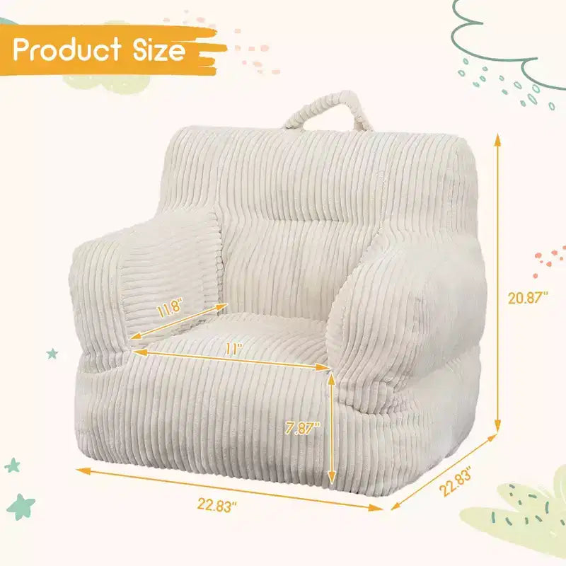 Poltrona a sacco per bambini colore grigio chiaro/blu navy/bianco sporco, posto singolo