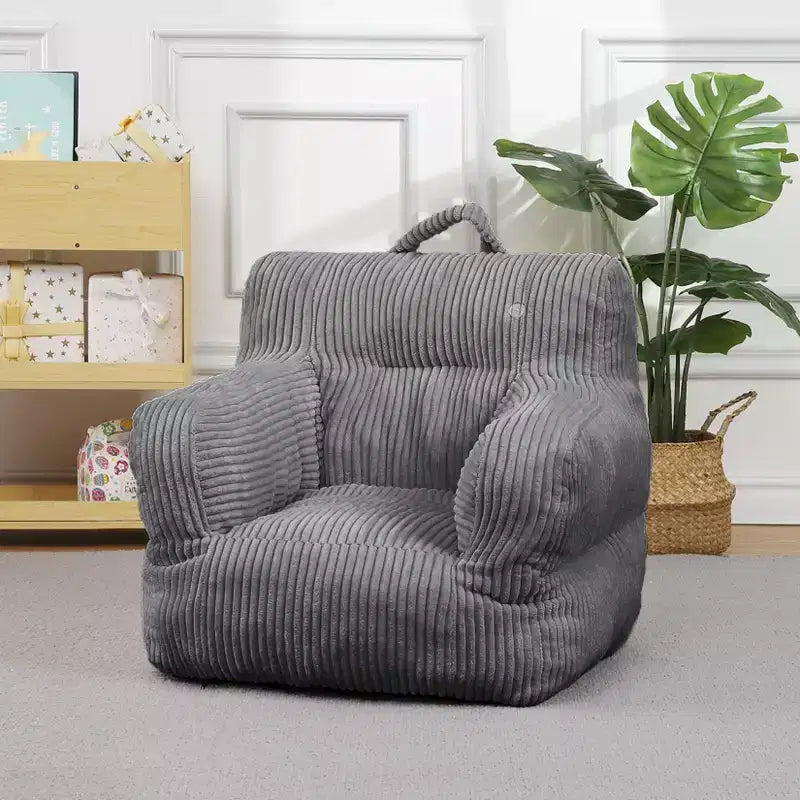 Poltrona a sacco per bambini colore grigio chiaro/blu navy/bianco sporco, posto singolo