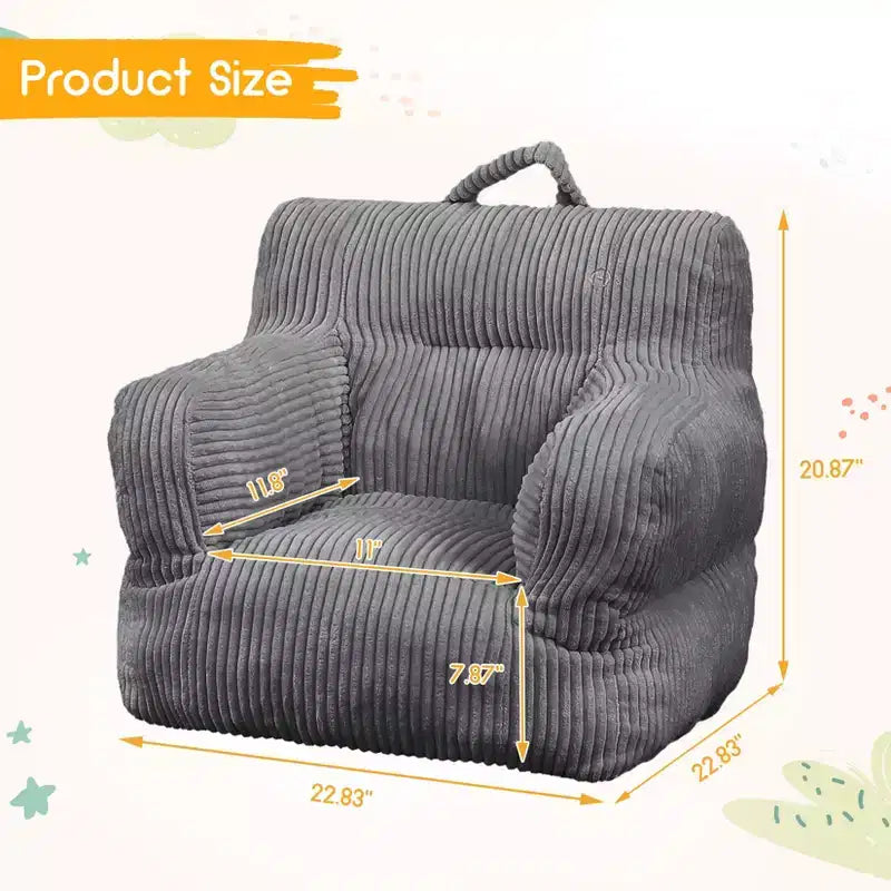 Poltrona a sacco per bambini colore grigio chiaro/blu navy/bianco sporco, posto singolo