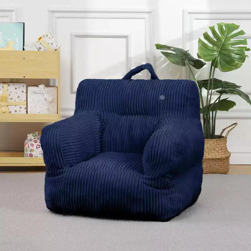 Poltrona a sacco per bambini colore grigio chiaro/blu navy/bianco sporco, posto singolo