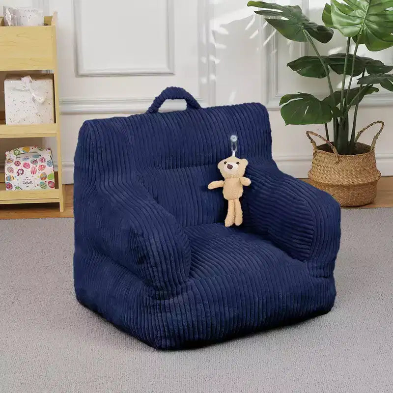 Poltrona a sacco per bambini colore grigio chiaro/blu navy/bianco sporco, posto singolo