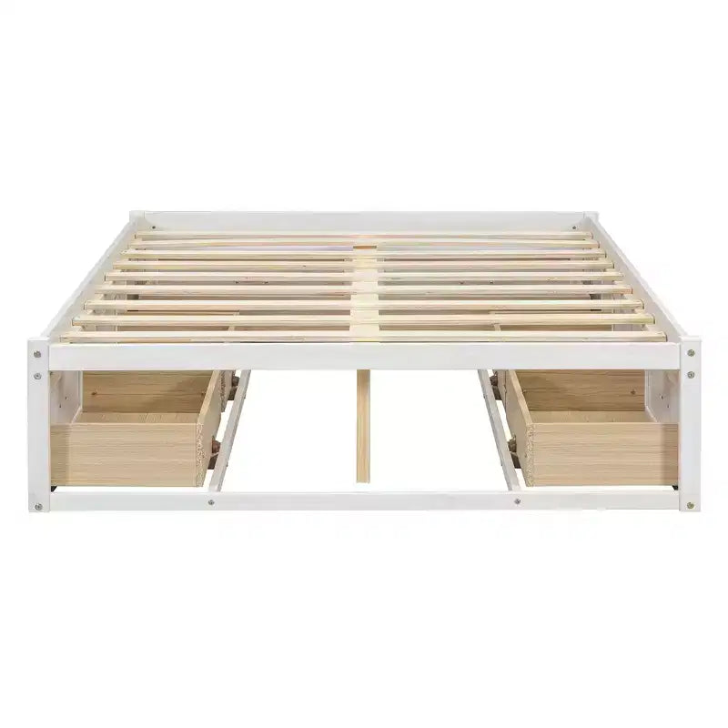 Letto a piattaforma contenitore a 6 cassetti, full size, grigio/natura/bianco