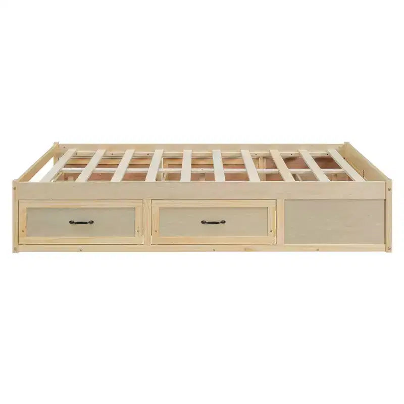 Letto a piattaforma contenitore a 6 cassetti, full size, grigio/natura/bianco
