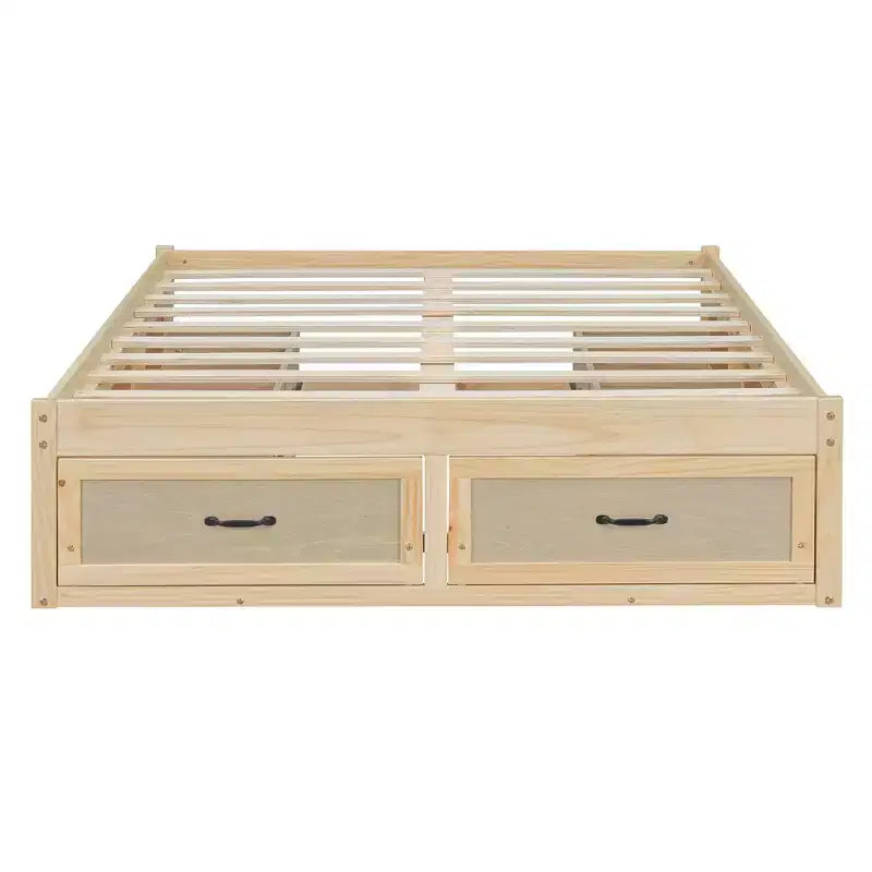 Letto a piattaforma contenitore a 6 cassetti, full size, grigio/natura/bianco