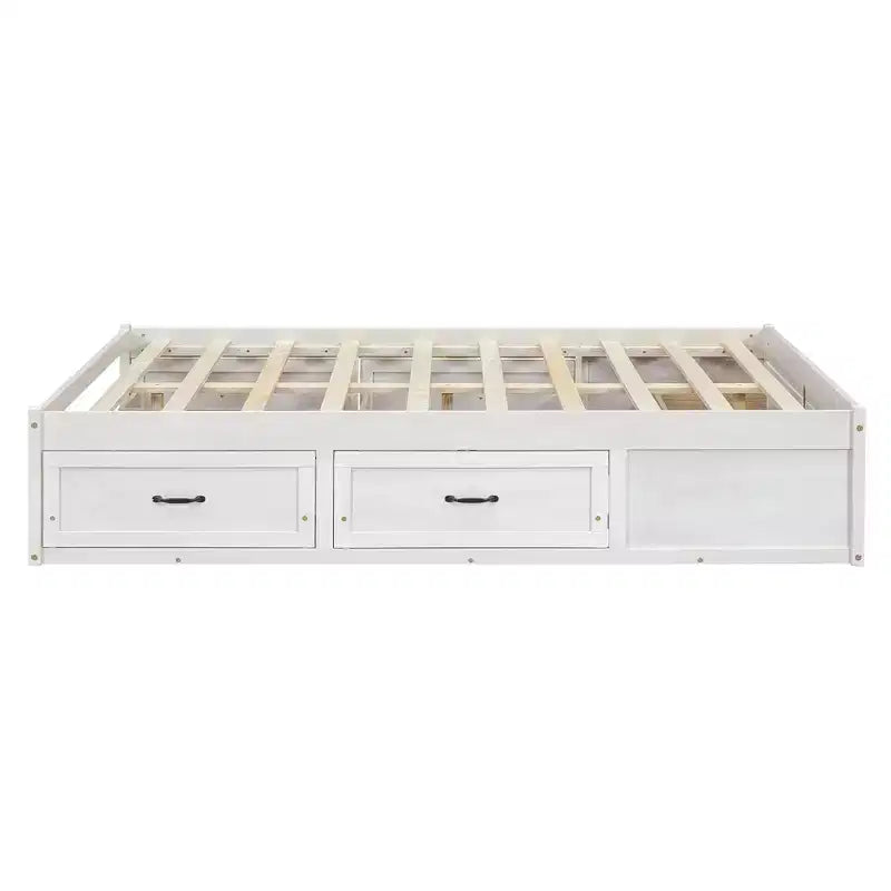Letto a piattaforma contenitore a 6 cassetti, full size, grigio/natura/bianco