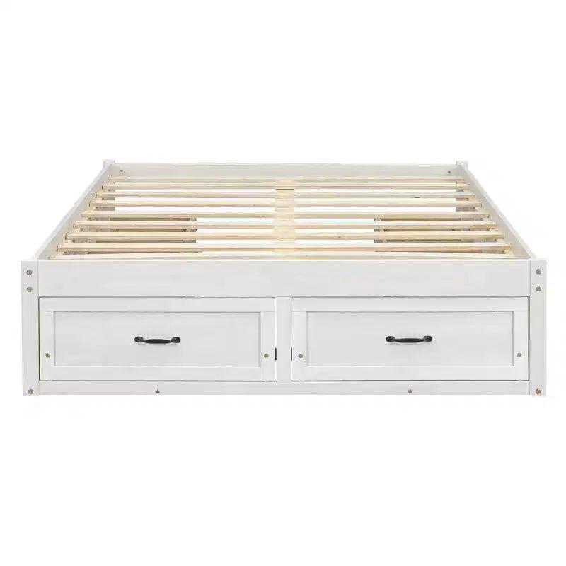 Letto a piattaforma contenitore a 6 cassetti, full size, grigio/natura/bianco