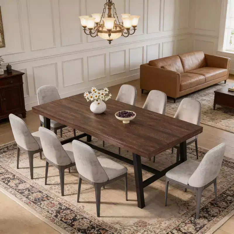 Tavolo da pranzo rettangolare color betulla di Cuba / noce grigio / legno di pero, fino a 8 posti a sedere
