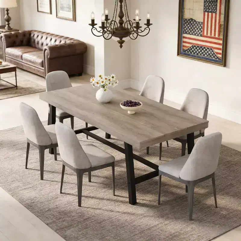 Tavolo da pranzo rettangolare color betulla di Cuba / noce grigio / legno di pero, fino a 8 posti a sedere