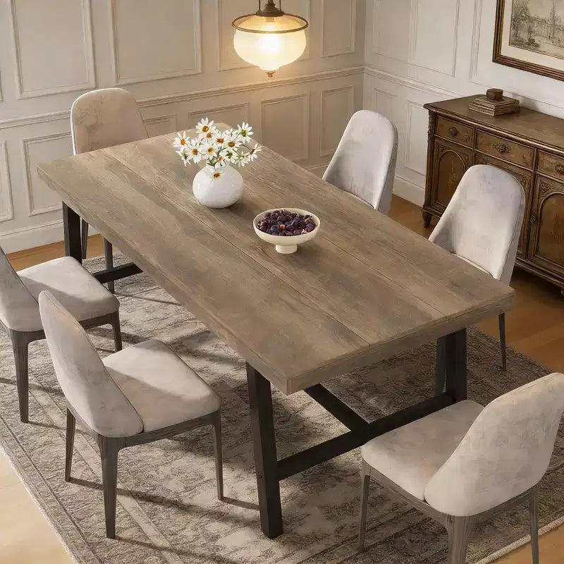 Tavolo da pranzo rettangolare color betulla di Cuba / noce grigio / legno di pero, fino a 8 posti a sedere
