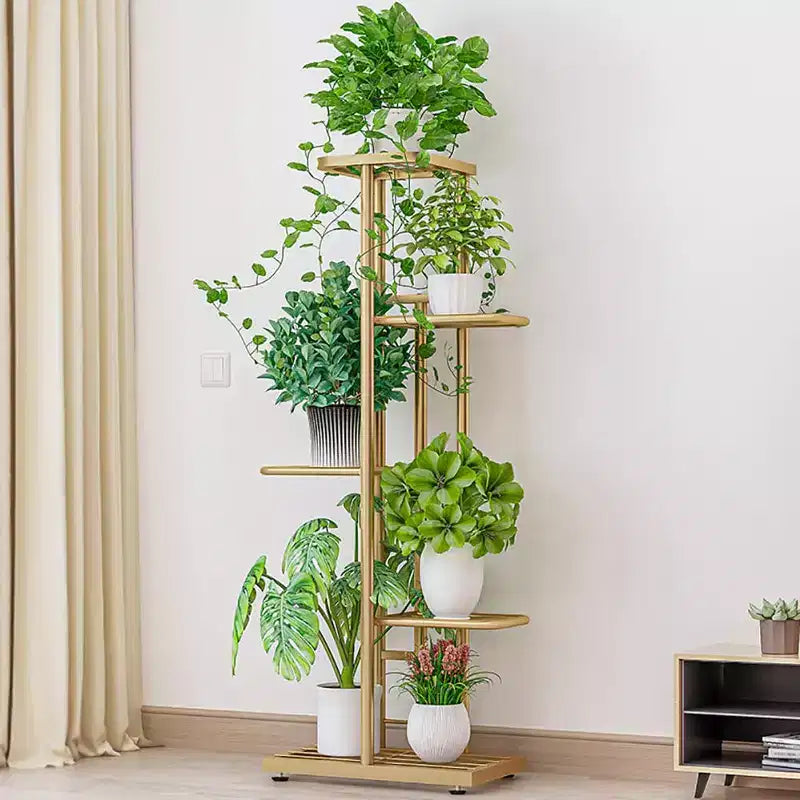 5-Tier Metal Plant Stand Rack, Multi-Shelf Flower Pot Holder, Heavy Duty Corner Display for Indoor/Outdoor, Living Room, Balcony, Garden, Patio