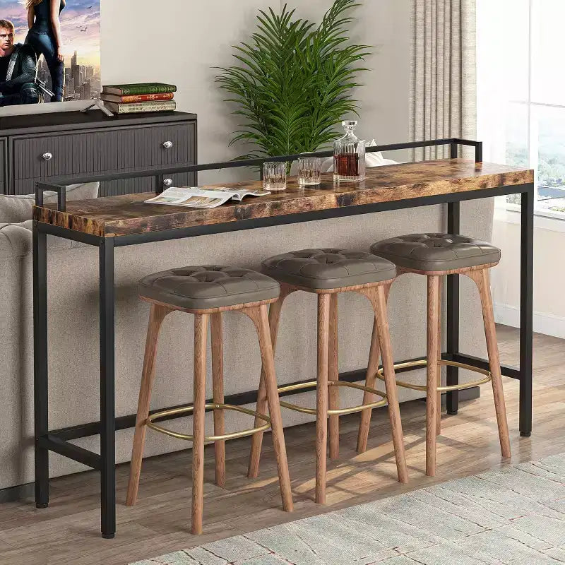 Consolle industriale rustica marrone, stile stretto extra lungo 70,9 pollici