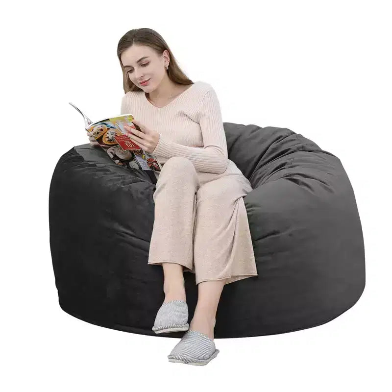 4-Foot Memory Foam Bean Bag Chair  Washable Velvet Cover for Adults in Living Room