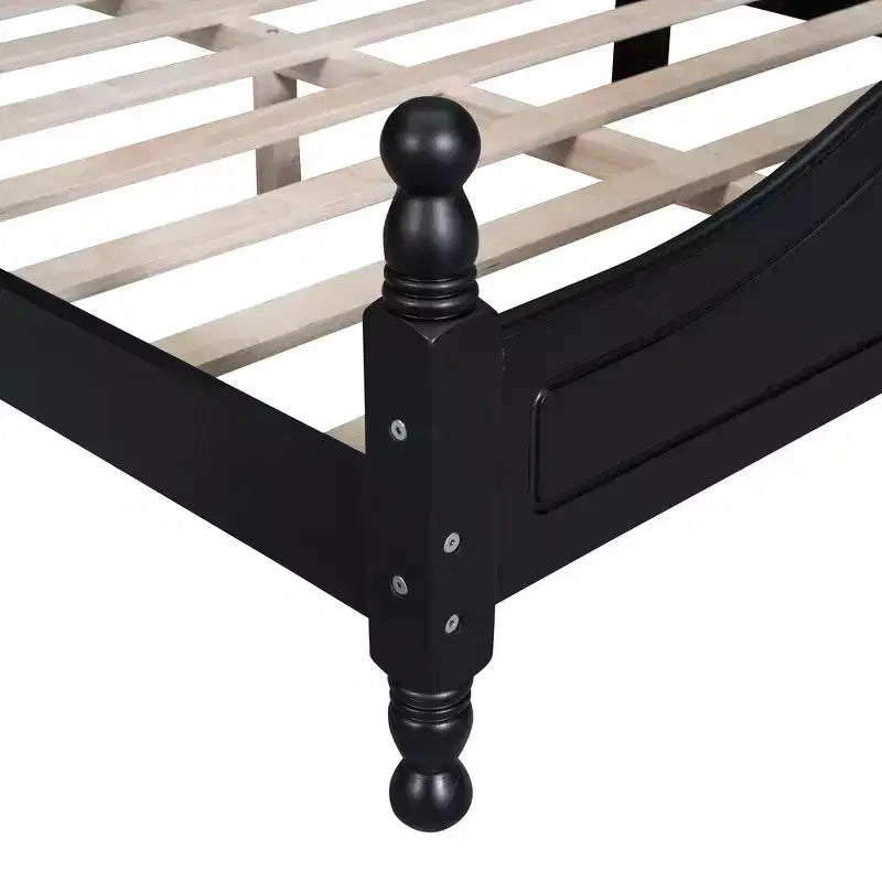 Struttura letto a piattaforma in legno matrimoniale/queen size bianco/nero con testiera, per una persona